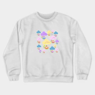 Cute baby sheep flying on clouds pattern Crewneck Sweatshirt